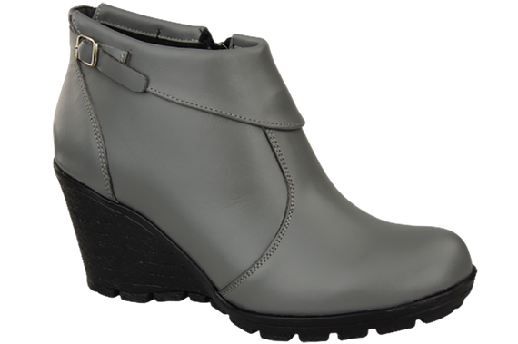 Damenschuhe Keilstiefel, Naturleder, Grau 739 ElitaBut