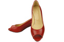 Damenschuhe PEEP TOE Pumps aus rotem Naturleder mit beschichtetem Absatz 192 ElitaBut