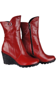 Damen-Keilstiefel, Naturleder, Rot 750 ElitaBut