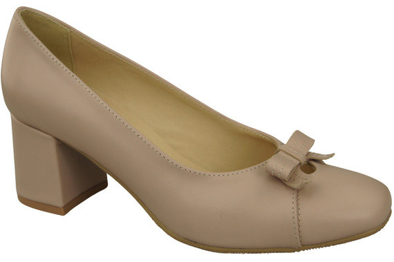Damen Pumps mit Schleife Cappuccino Blass Naturleder und niedrigem Absatz 203 ElitaBut