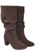 Schuhe Damenstiefel, Naturleder, Velours 141 Chocolate ElitaBut