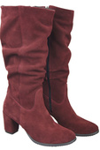 Schuhe Damenstiefel, Naturleder, Velours 141 Burgund ElitaBut