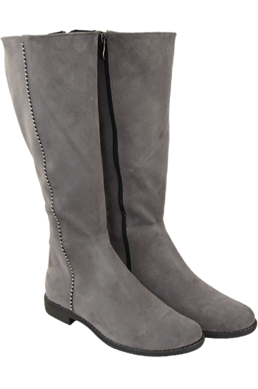 Schuhe Damenstiefel, Naturleder, Velour 153, Grau ElitaBut