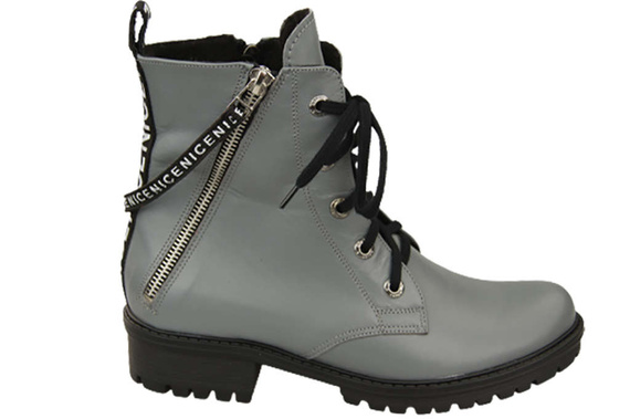 Schuhe Damenstiefeletten mit der Aufschrift NICE, Naturleder, Grau 173 L ElitaBut