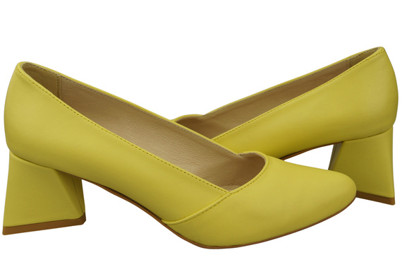 Damen Pumps Zitrone Echtleder Spitz Zehen Absatz ElitaBut 221