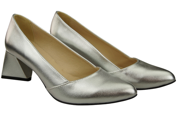 Damen Pumps Silber Echtleder Spitz Zehen Absatz ElitaBut 221