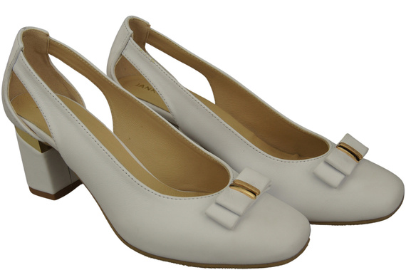 Schuhe Damen Weiß Pumps aus Naturleder mit dekorativem Absatz 199 ElitaBut