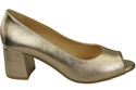 Damenschuhe PEEP TOE Gold Pumps, Naturleder mit beschichtetem Absatz 192 ElitaBut