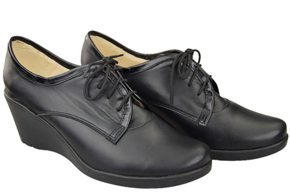 Damenschuhe mit Keilabsatz, Naturleder, Schwarz 181 ElitaBut