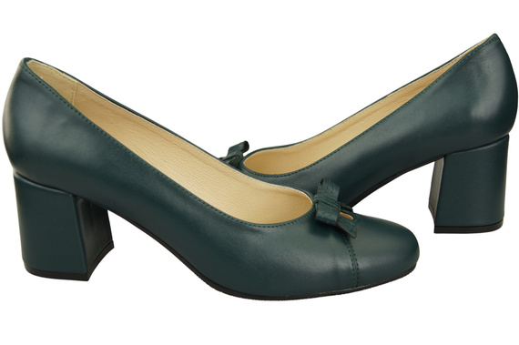 Damen Pumps mit Schleife Malachit Naturleder und niedrigem Absatz 203 ElitaBut