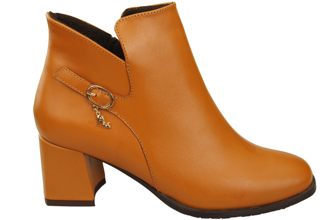 Damen-Stiefeletten ElitaBut 226 Rotes aus Naturleder, gefüttert, eckige Zehenkappe, Blockabsatz