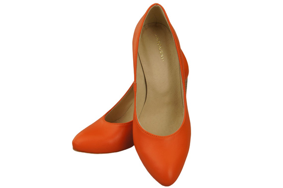 Damenschuhe Pumps Orange Naturleder Bunter Zierabsatz 194 ElitaBut