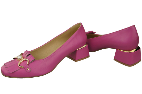 Damenschuhe Pumps mit Fransen verziert Fuchsia Naturleder 195 ElitaBut