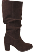 Schuhe Damenstiefel, Naturleder, Velours 141 Chocolate ElitaBut