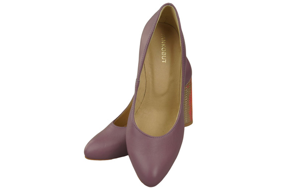 Damenschuhe Pumps Lila Naturleder Bunter Zierabsatz 194 ElitaBut