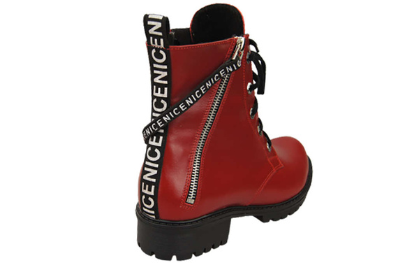 Schuhe Damen-Stiefeletten mit der Aufschrift NICE, Naturleder, Rot 173 von ElitaBut