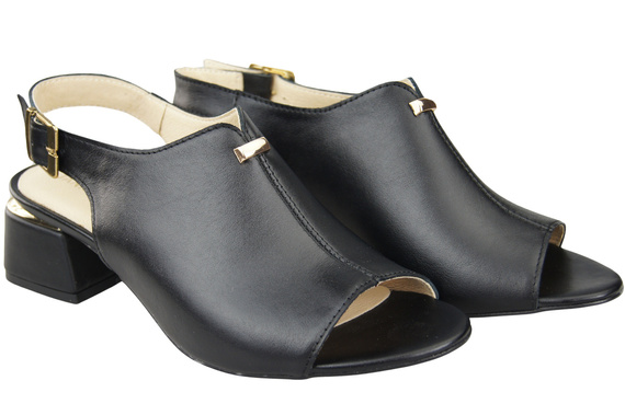 Damenschuhe Sandalen Schwarzgoldene Schnalle Naturleder 198 ElitaBut