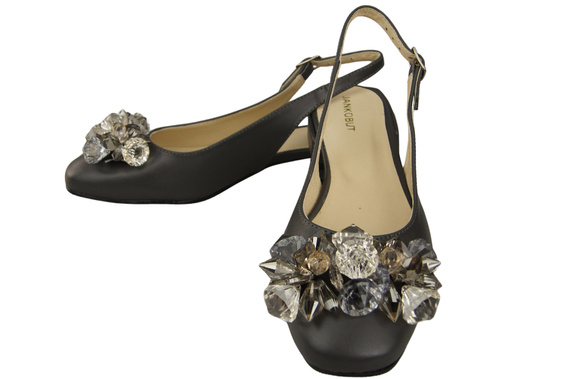 Damen Schuhe Graphit Sandalen mit Kristallen Naturleder 215 ElitaBut