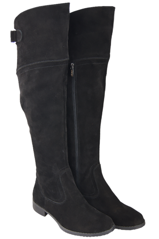 Schuhe Damenstiefel Stiefel Overknee-Stiefel, Naturleder, Velours, Schwarz 154 ElitaBut