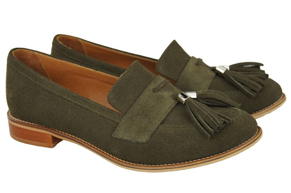 Schuhe Damen Mokassins Naturleder Velours Flasche 134 ElitaBut