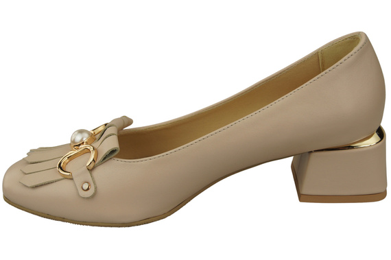 Damenschuhe Pumps verziert mit Fransen Cappuccino Helles Naturleder 195 ElitaBut