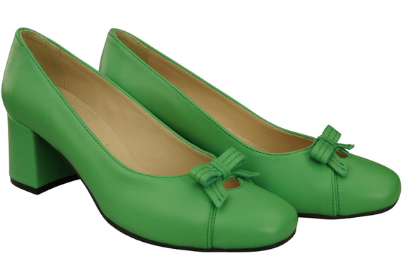 Damen Pumps mit Schleife Limette Naturleder und niedrigem Absatz 203 ElitaBut