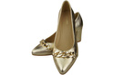 Klassische Frauen Gold Naturleder Schuhe mit Gold Ornament Kette 200 ElitaBut