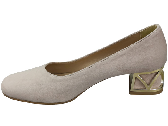 Bequeme Damenschuhe Puderrosa Pumps mit dekorativem Absatz Natürliches Wildleder 219 von ElitaBut