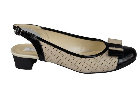 Damenschuhe Sandalen, Naturleder, Schwarz Beige 776 ElitaBut