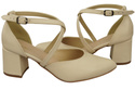 Elegante Beige Ledersandalen mit offener Seite und stabilem Absatz 218 ElitaBut