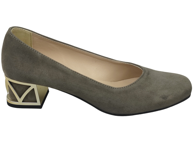 Bequeme Damenschuhe Hellbraun Pumps mit dekorativem Absatz Natürliches Wildleder 219 von ElitaBut