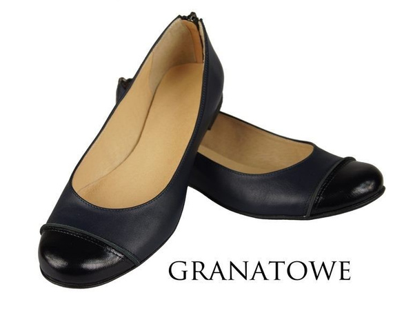 Damen-Ballerinas, Naturleder, Marineblau 759 ElitaBut