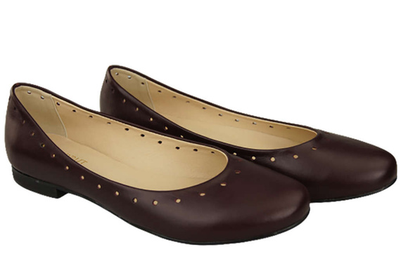 Damenschuhe Bequeme Ballerinas, Naturleder, Burgunderrot 162 ElitaBut