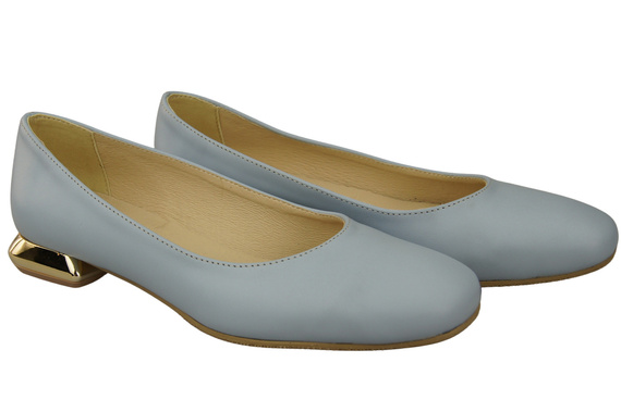 Flache Frauen Schuhe Hellblau Dekorative Ferse Naturleder 209 ElitaBut