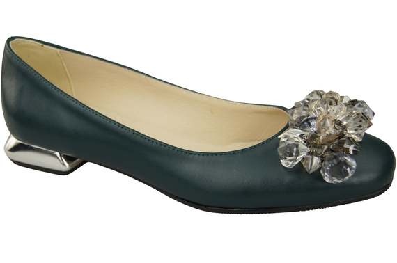 Damen Malachit Pumps mit Kristallen flach Naturleder 216 ElitaBut