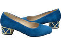 Bequeme Damenschuhe Blau Pumps mit dekorativem Absatz Natürliches Wildleder 219 von ElitaBut