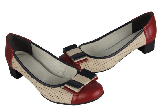 Damenschuhe Pumps Naturleder Rot Beige 732 ElitaBut