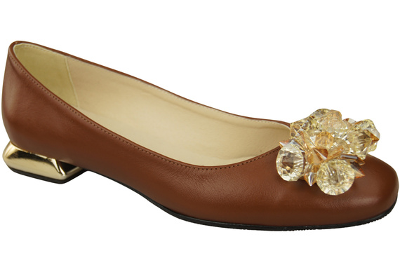 Damen Braun Pumps mit Kristallen flach Naturleder 216 ElitaBut