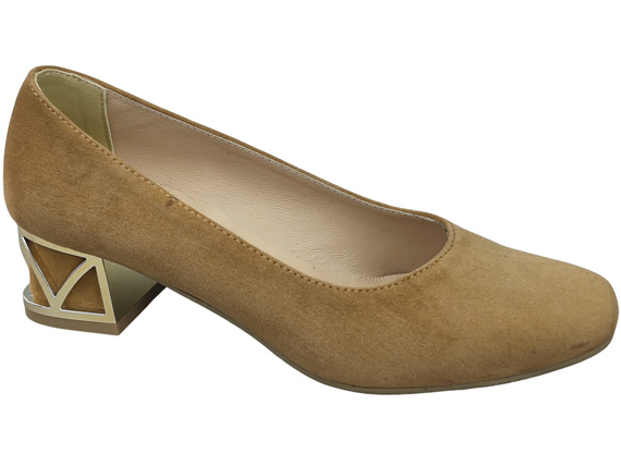 Bequeme Damenschuhe Rotes Pumps mit dekorativem Absatz Natürliches Wildleder 219 von ElitaBut