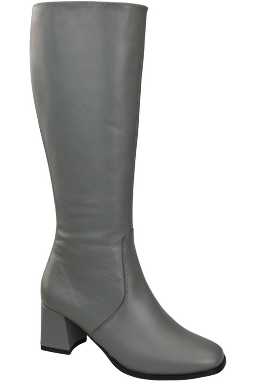 Bequeme Damen Aschgrau Niedrig Absatz Stiefel Naturleder 212 ElitaBut