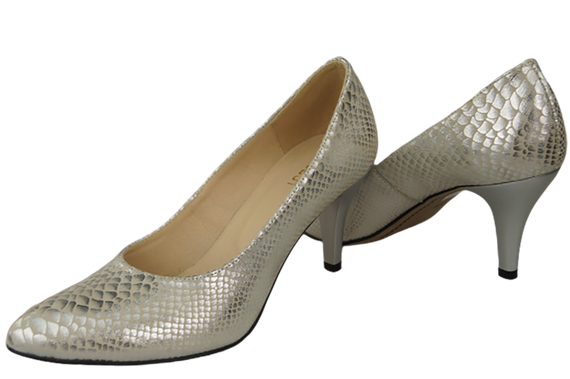 Damenschuhe Silber Pumps Schlangenmotiv Naturleder 150 ElitaBut