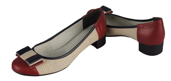 Damenschuhe Pumps Naturleder Rot Beige 732 ElitaBut