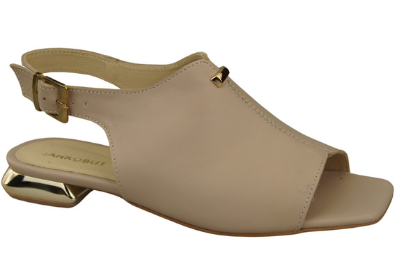 Bequeme Frauenschuhe Sandalen Cappuccino Blass Flacher Goldabsatz Naturleder 207 ElitaBut