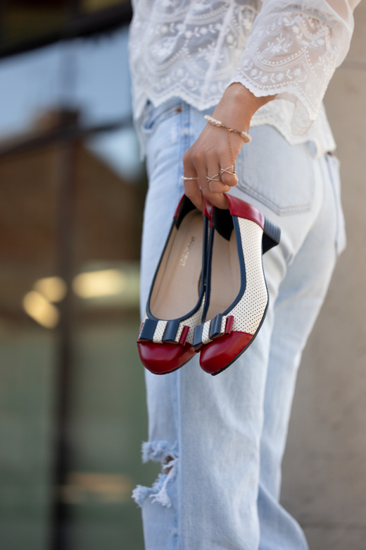 Damenschuhe Pumps Naturleder Rot Beige 732 ElitaBut