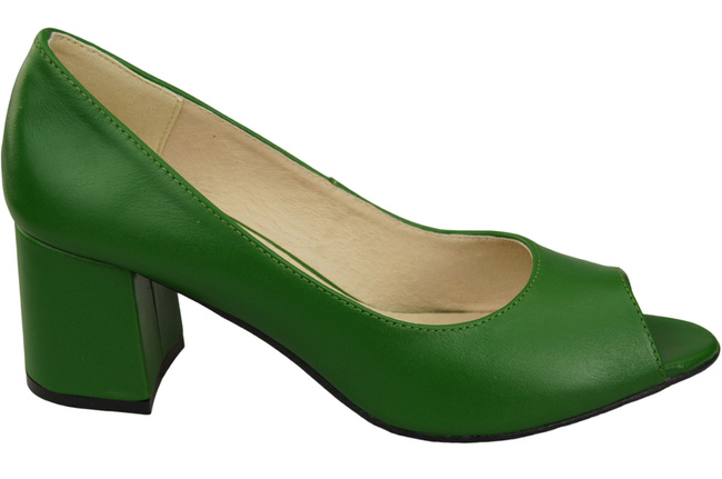 Damenschuhe PEEP TOE Pumps aus grünem Naturleder mit beschichtetem Absatz 192 ElitaBut