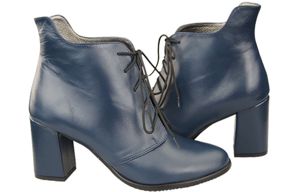 Damen Winter-Schnürstiefel, Naturleder, Marineblau 174 von ElitaBut