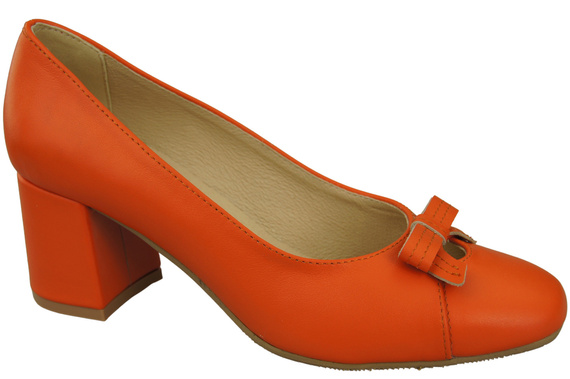 Damen Pumps mit Schleife Orange Naturleder und niedrigem Absatz 203 ElitaBut
