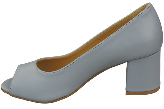 Damenschuhe PEEP TOE Pumps Hellblaues Naturleder mit beschichtetem Absatz 192 ElitaBut