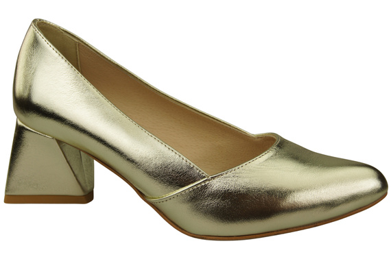 Damen Pumps Gold Echtleder Spitz Zehen Absatz ElitaBut 221