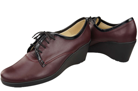 Damenschuhe mit Keilabsatz, Naturleder, Burgund 181 ElitaBut